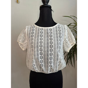 Women's Maje White Lace Blouse Top Size M